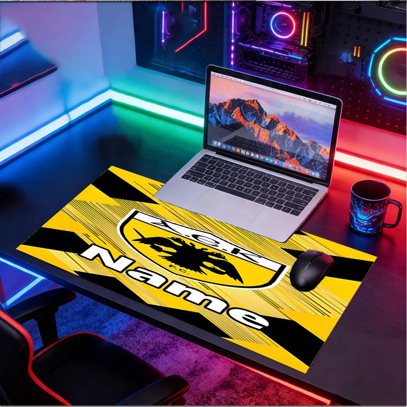 Custom Name Personalized AEK Athens FC Pattern Mousepad, Laptop PC Desk Mat, Decorative Desk Mat for Home Keyboard Pad Gift