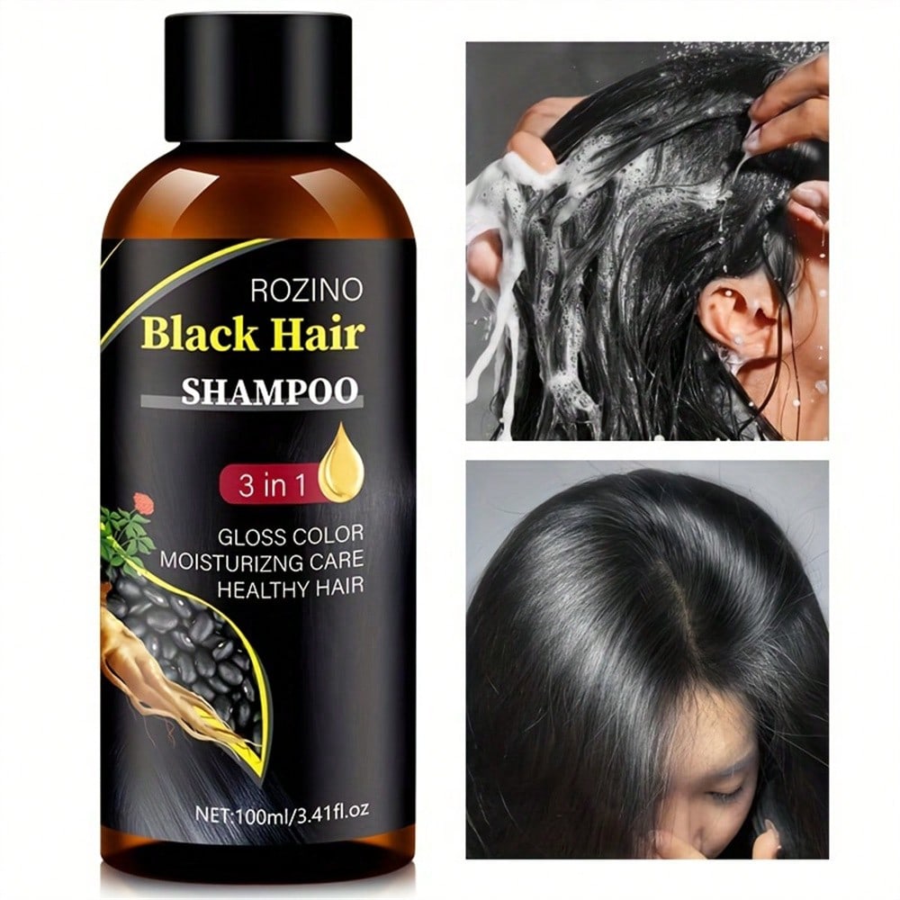 3-in-1 Multifunctional Shampoo Deeply Cleanses and Moisturizes Hair, Making It Easy To Clean. Pure Plant Hair Roots Naturally Turn Black and Fluffy,