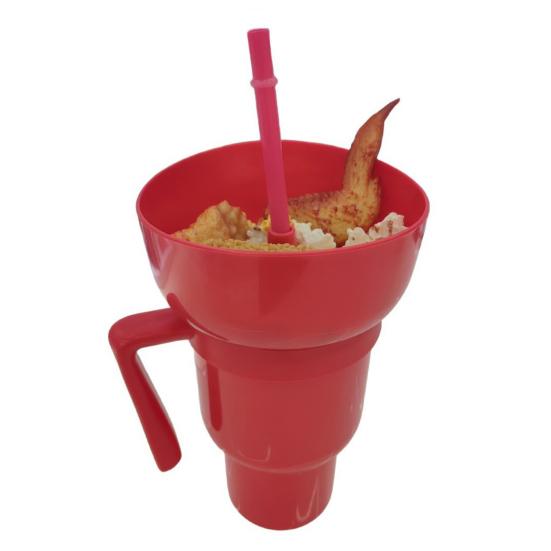 Snack And Drink Cup with Straw Lightweight Stadium Tumbler Portable Reusable Snack Tumbler Bowl for Family Gatherings Picnics