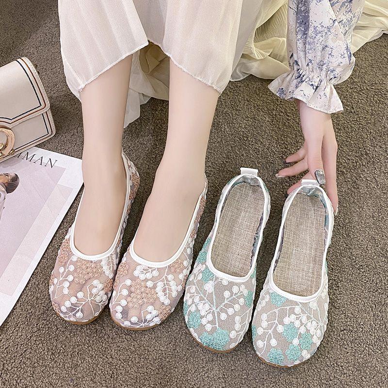 Fashion Summer Y2k Fashion Aesthetic Original Embroidered Casual Woman Footwear On Sale 2025 New In Mesh Breathable Flat Shoes for Women