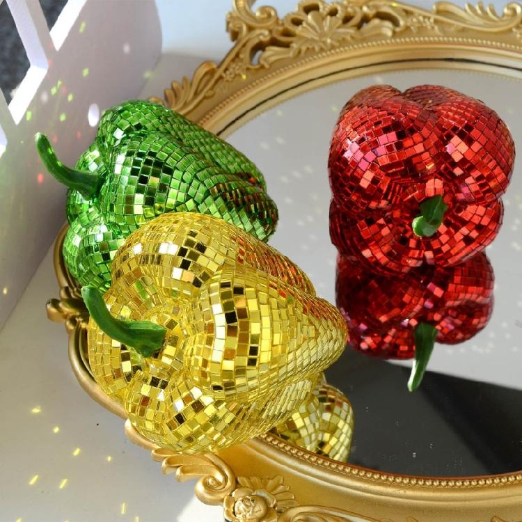 Disco Ball Decors Mirrored Disco Pear/Tomato/Carrot/Pepper Light Reflectings Disco Ball Table Decorations Home Decors