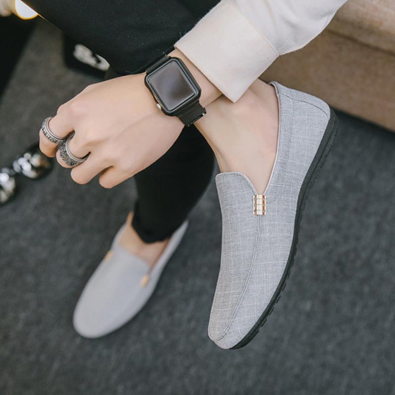 Летние мужские дышащие лоферы, повседневная парусиновая обувь на ...