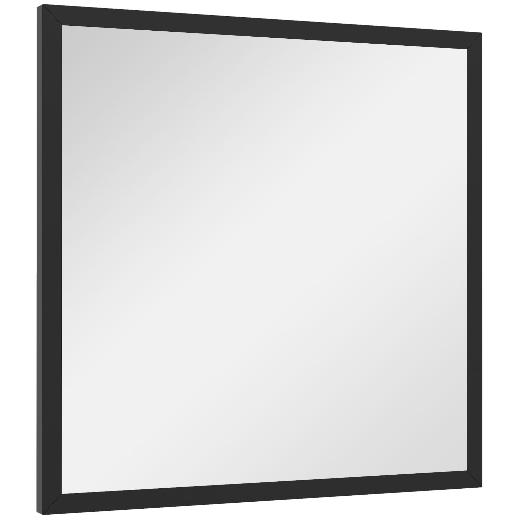 Miroir Mural Carré 50 X 50 Cm Cadre en Bois Noir Idéal Pour Salle de Bain Salon Ou Chambre