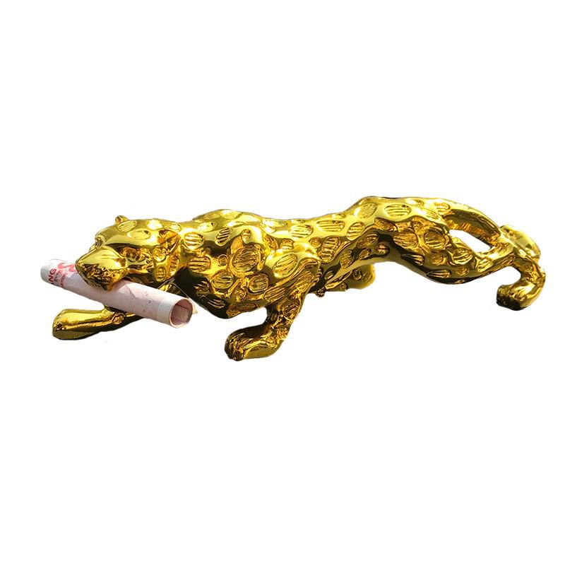 Golden Leopard 19cm Animal Figurine for Car Console Craft Decoration Gift