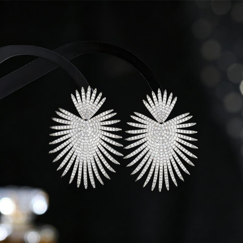 European Style Luxury Zircon Earrings for Women - S925 Sterling Silver, High-End Fashion Statement