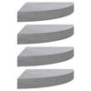 VidaXL Wall Corner Shelves 4 Pcs Concrete Grey 25x25x3.8 Cm MDF