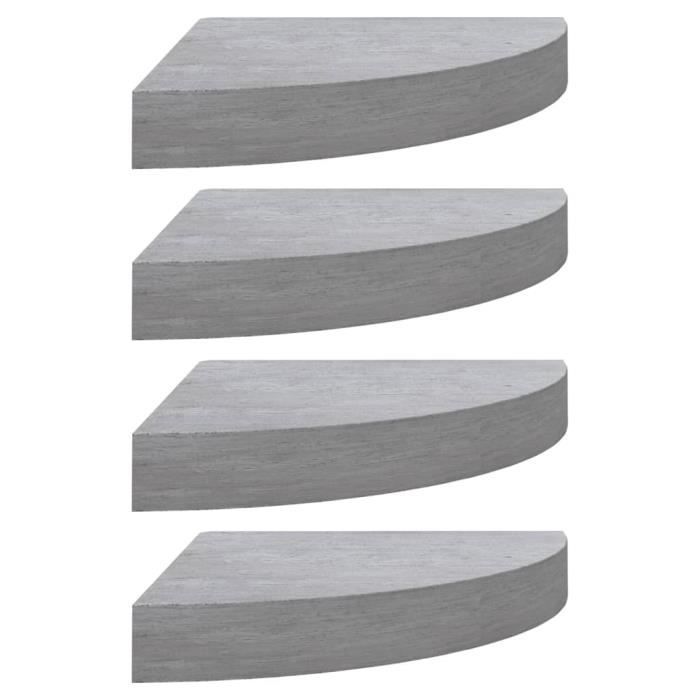 VidaXL Wall Corner Shelves 4 Pcs Concrete Grey 25x25x3.8 Cm MDF