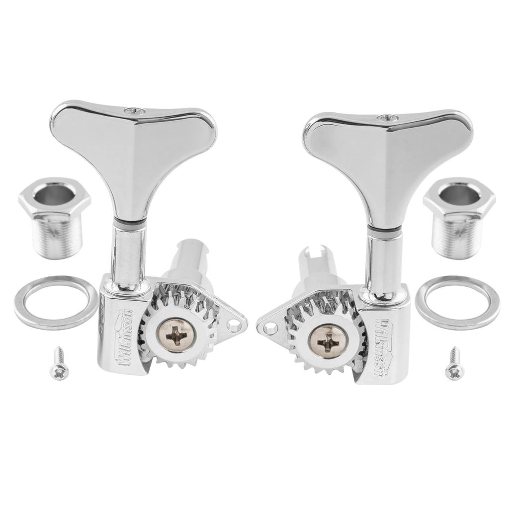 Wilkinson L2+R2 Open Gear Tuners, 20:1 Gear Ratio, for 4-String Ibanez-Style Electric Bass, Chrome