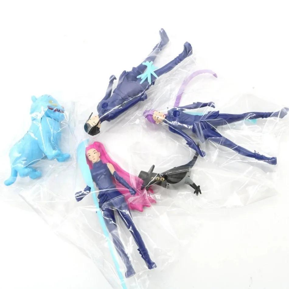 5pcs/set Anime Kpop Demon Hunters Figure K-pop Demon Hunters Rumi Mira Zoey Tiger Statuette Toy Table Decoration  Ornament Gifts