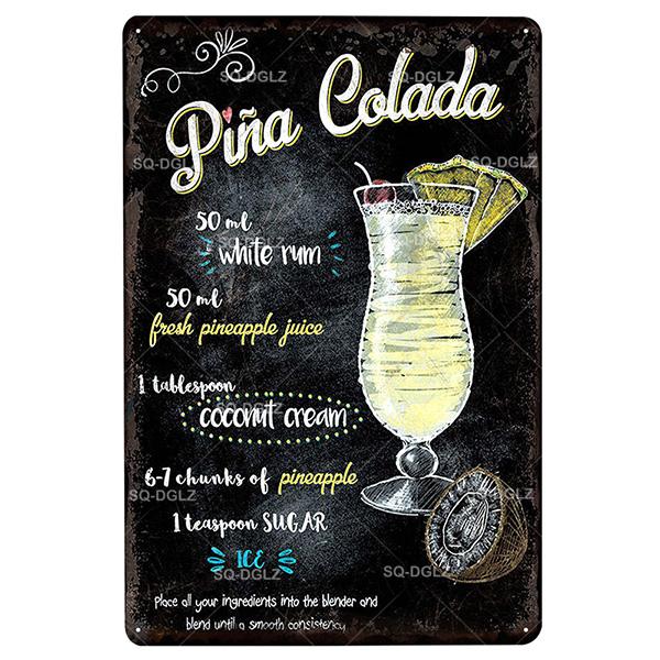 [SQ-DGLZ] Mojito Metal Sign Vintage Metal Plaque Plates Decor For Pub Bar Home Wall Decor Tin Signs Cocktail Poster Gift