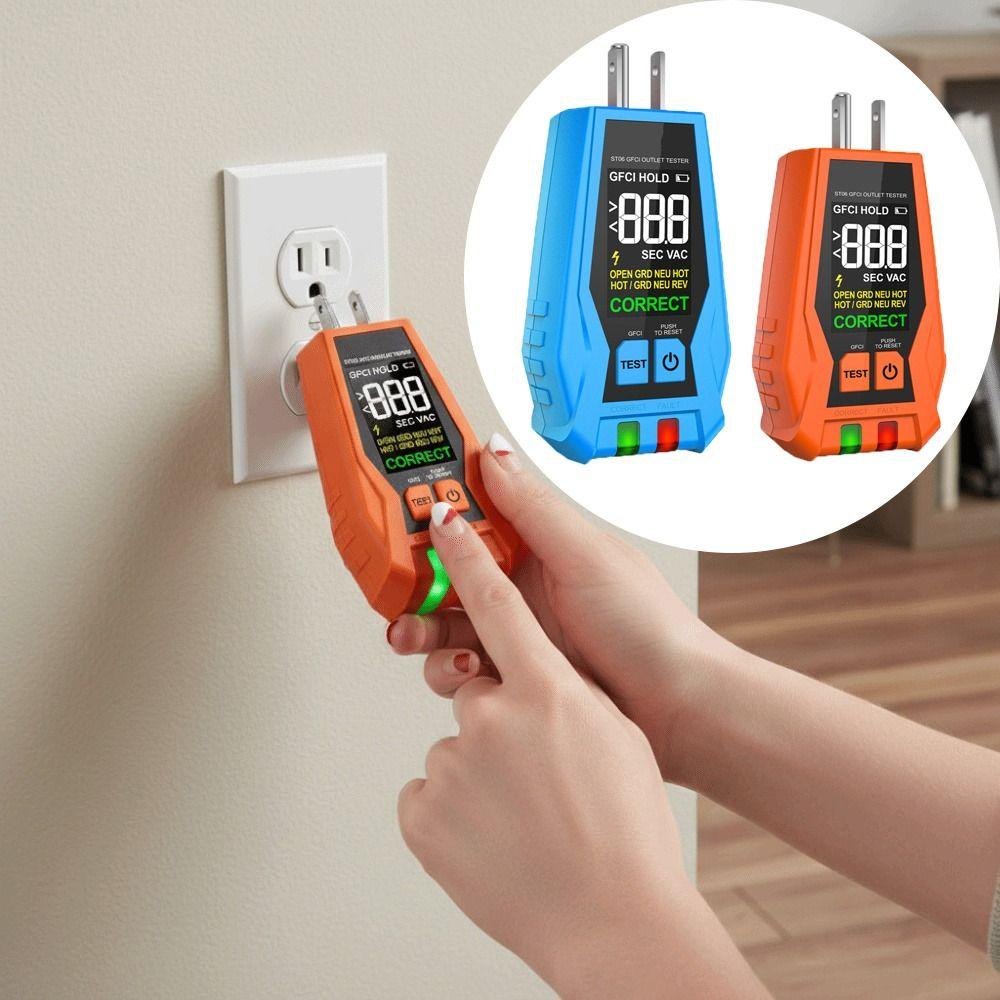 Color Screen Outlet Tester LCD Display Receptacle Tester GFCI Tester  Standard Electrical Outlet