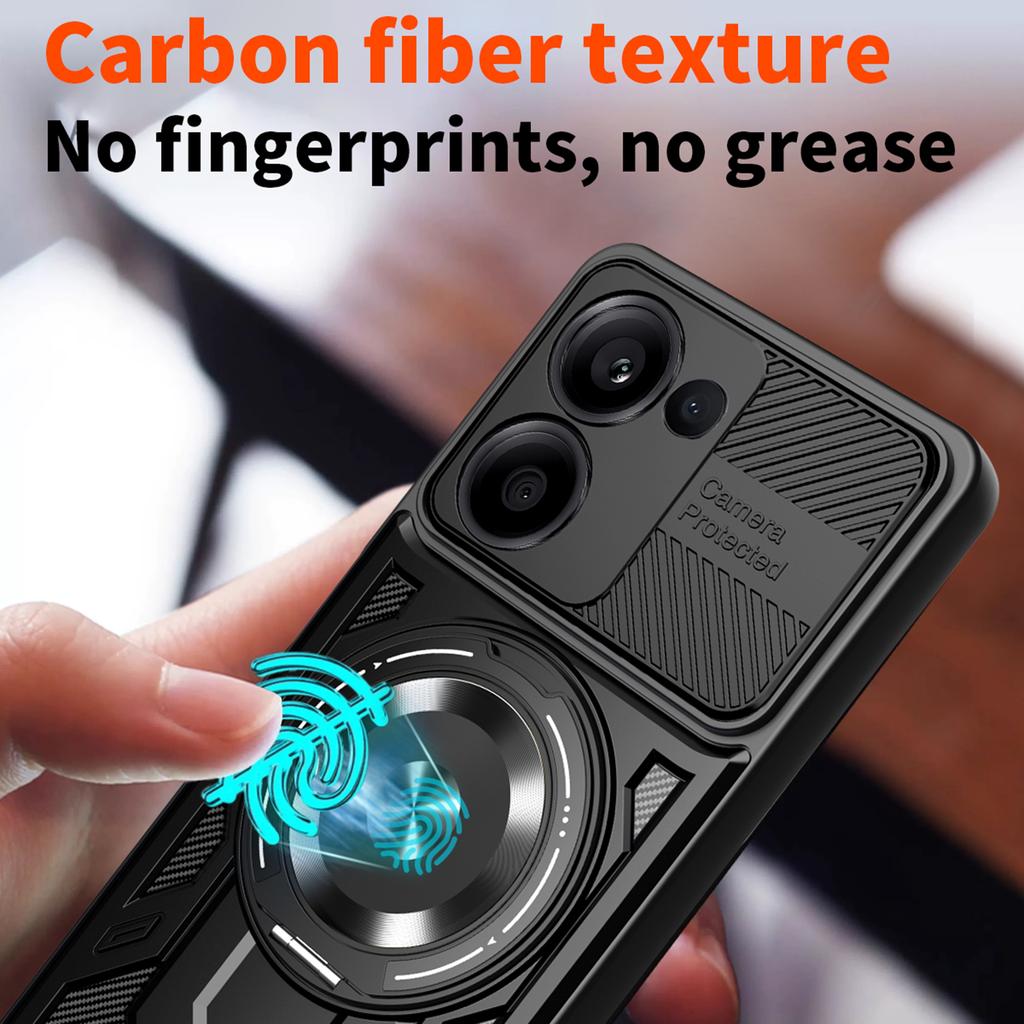 For Xiaomi Redmi A5 4G (171.7mm)/Poco C71 4G Magnetic Case Rotating Kickstand TPU+PC Phone Cover
