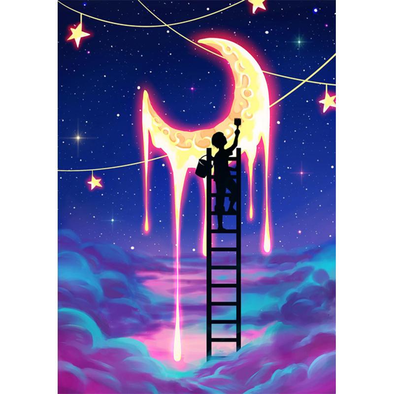 Full RoundCartoon Moon Diamond Embroidery Mosaic Embroidery 5d Diy Diamond Painting Home Decor Explosion New