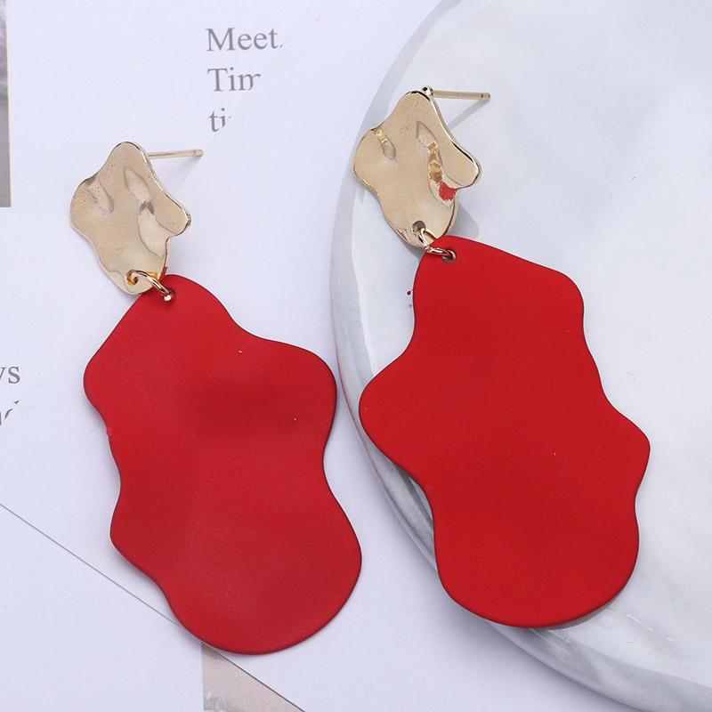 

Irregular Metal Geometric Pendants Women s Hanging Earrings Red Blue Uneven Dangle Earrings for Female Fashion Big Earrings