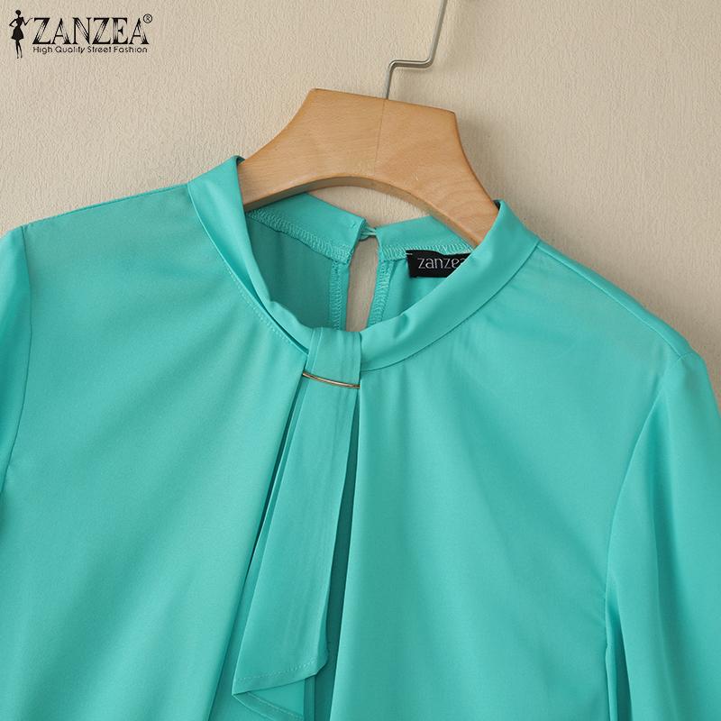 ZANZEA Women Loose O-neck 3/4 Sleeve Solid Color Casual Blouse