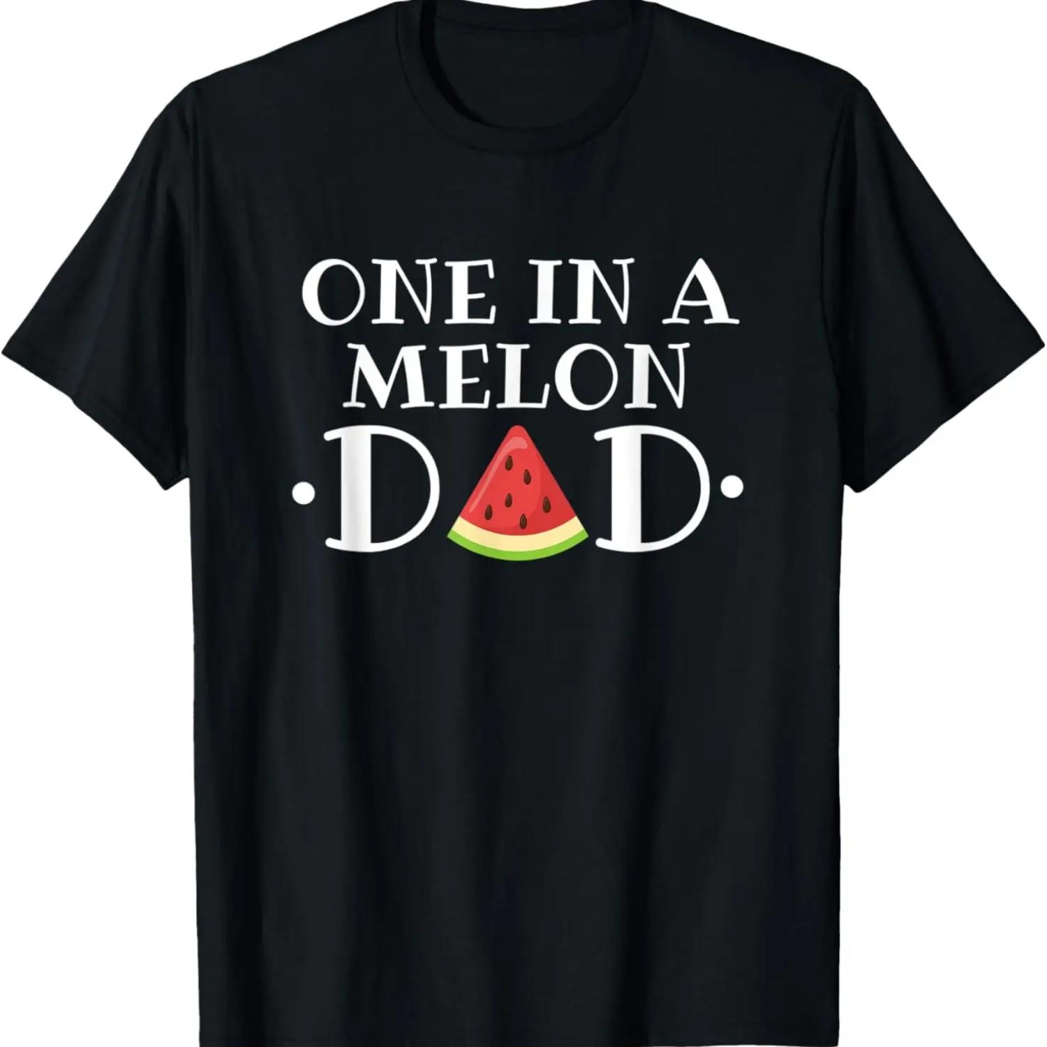 Mens One In A Melon Dad Watermelon Pun Funny Summer Fruit Gift T-Shirt S чёрный