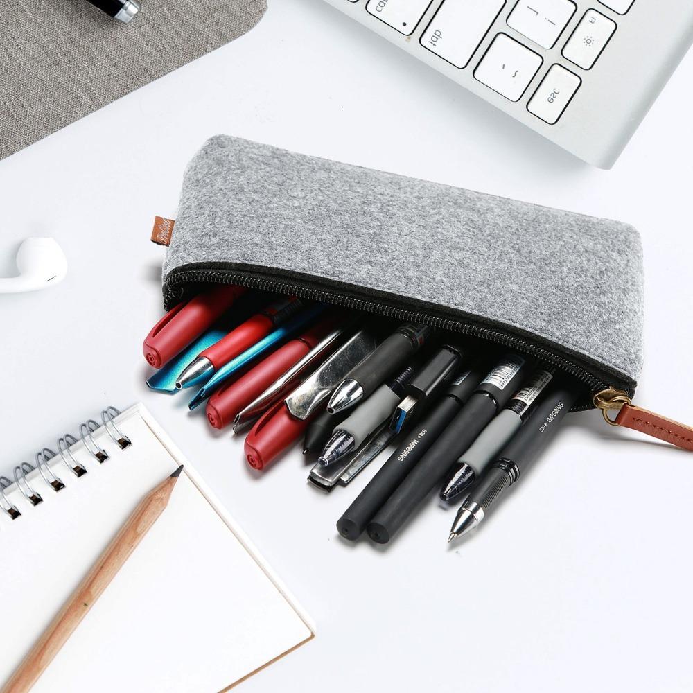 Thick Felt Pencil Bags Simple Practical Pencil Bag Student Teacher Stationery Bag Back To School