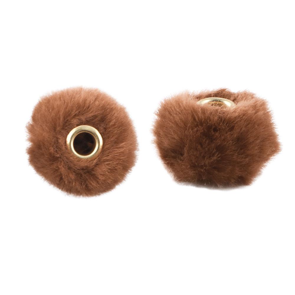 20Pcs/lot 20MM Pompom Beads Plush Fur Covered Ball Bead Charms Straight Hole Big Hole Spacer Beads For Handmade Jewelry Access
