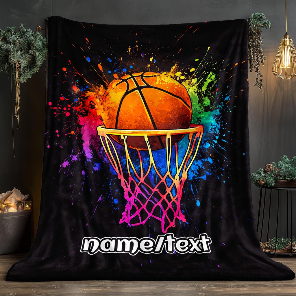 Custom Basketball Fleece Blanket Name Sports Print Throw Soft Warm All Season Bedding Gift For Basketball Lovers