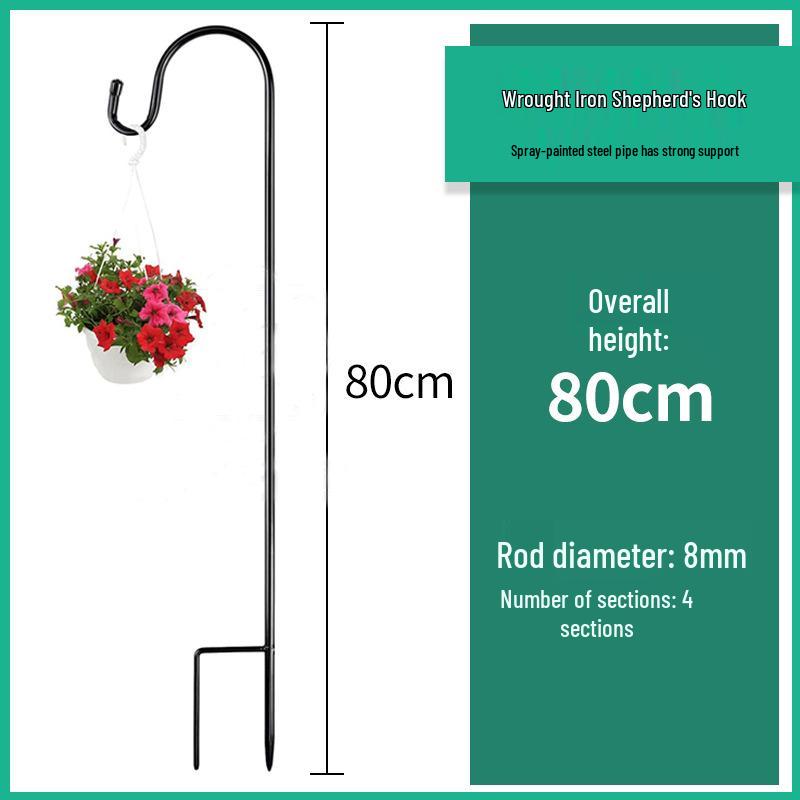 Outdoor Wrought Iron Shepherd's Hook for Garden, Courtyard, or Balcony Lighting