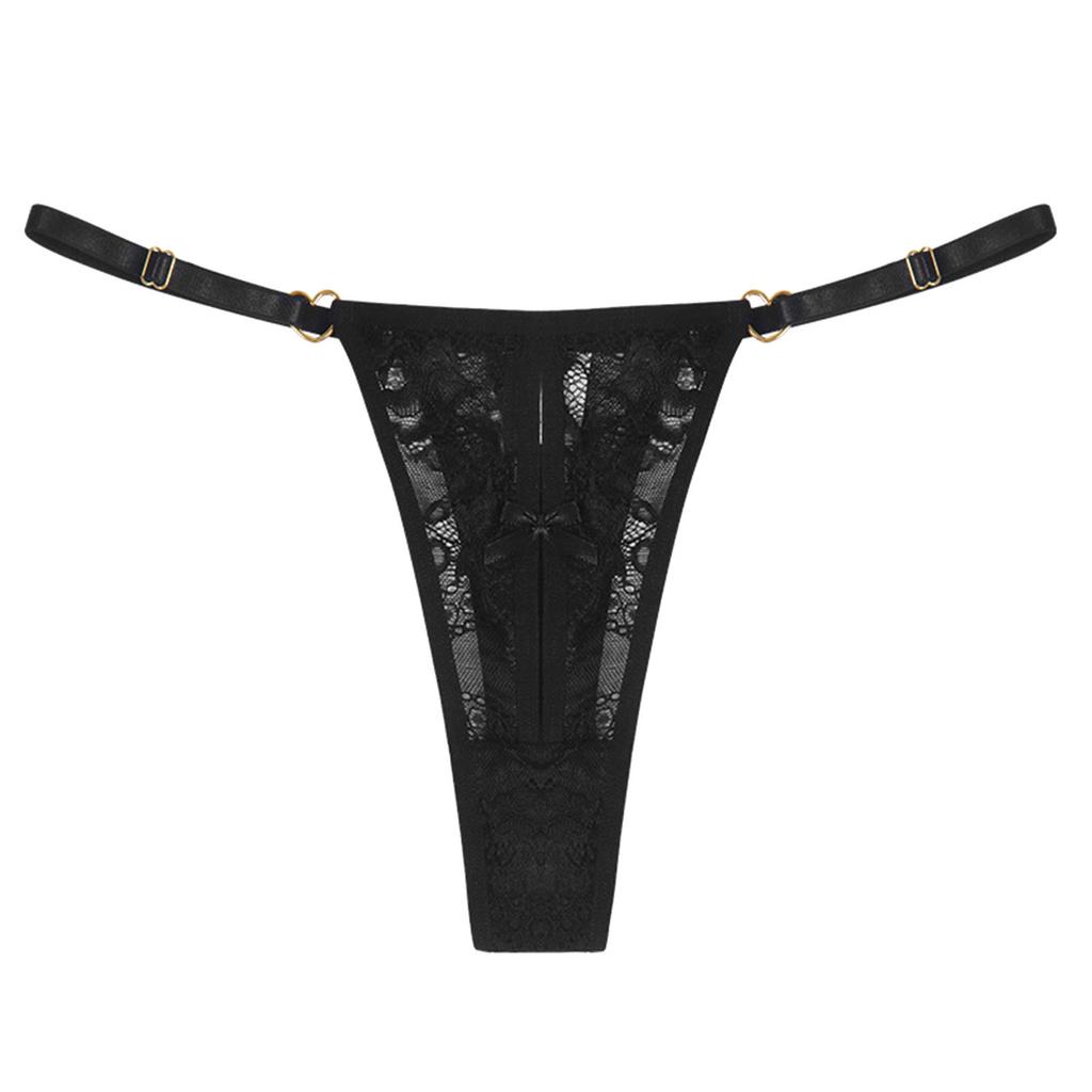 Women Lace Jacquard Hollow Out Sexy Thong Panties Intimates Ladies Erotic Lingeries Slim Strap Low Waist Underpants for Woman