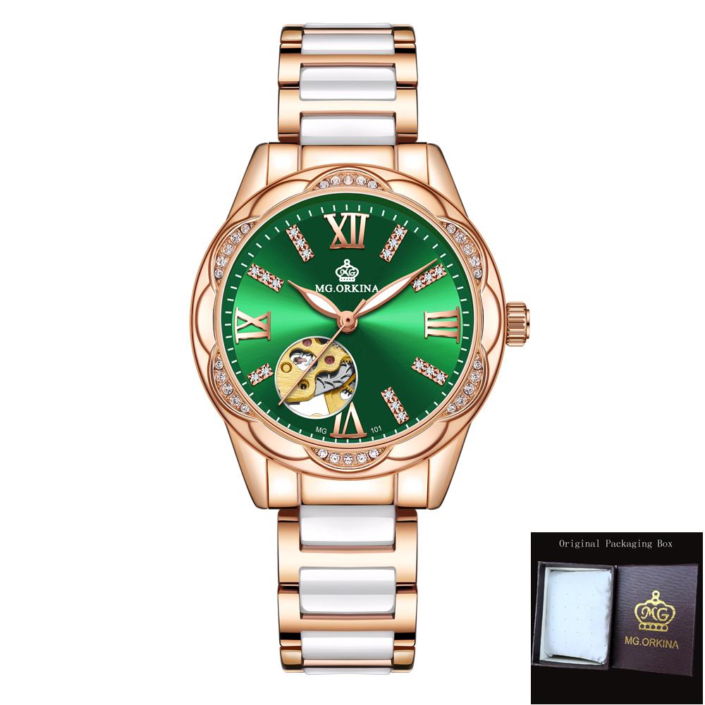 ORKINA New Women's Skeleton Automatic Mechanical Watch Luxury Brand Female Wrist Watch Wedding Gift