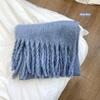 Korean Style Colorful Plaid Scarf for Women Soft Solid Color Scarf Thickened Warm Soft Girl Student Tassel Versatile Mohair