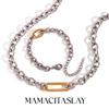 MamacitaSlay Simple 18K Gold Plated Stainless Steel O-chain Asymmetrical Bracelet Necklace Daily Unique Waterproof Jewelry Gift