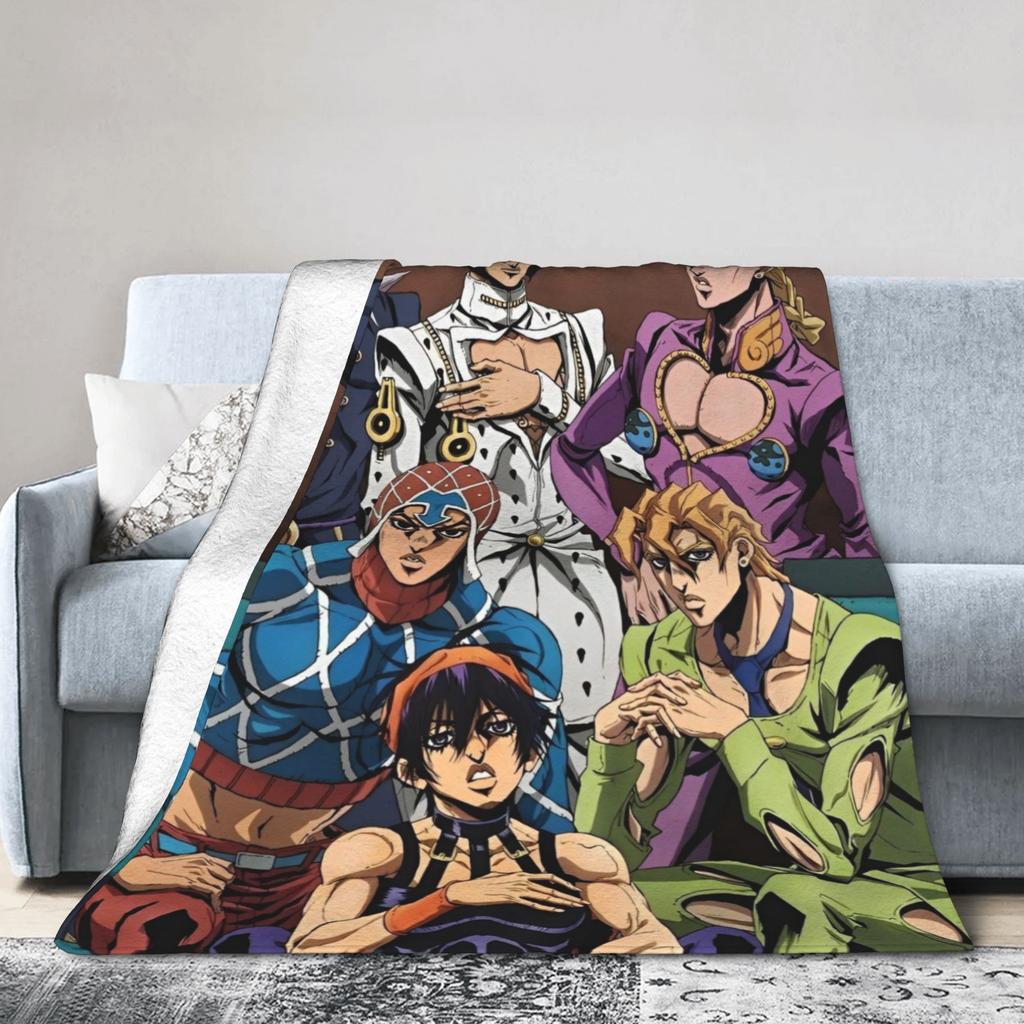 JoJo Golden Blankets Flannel J-JoJos Bizarre Adventure Breathable Ultra-Soft Throw Blankets for Home Car Quilt