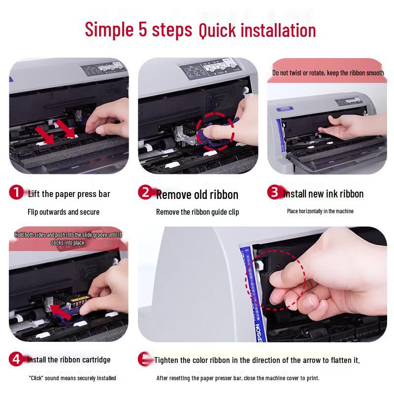 Dascom Compatible Black Dot Matrix Printer Ribbon Cartridge 5-Pack