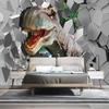 Wall Mural 3D Realistic Wall Breaking Dinosaur Stereo Mural For Kids Room Bedroom Backdrop 3D Wallpaper Decor