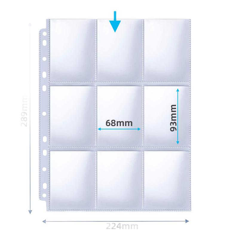 Black Lychee Grain 9-Grid Game Card Album Pages, 3-inch Stargazing Tabletop Card Holder Pages.