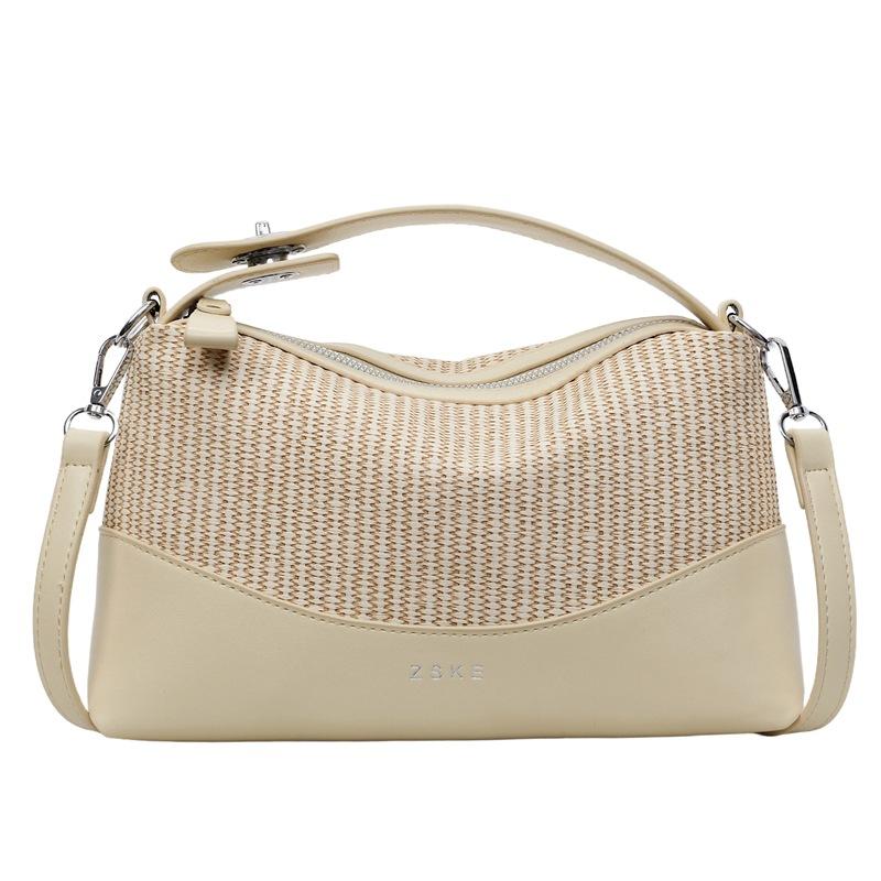 New portable pillow bag women's large-capacity beach seaside straw bag hand-woven shoulder messenger bag