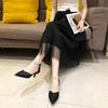 Women's Sandals Pointed Tip Buckle Side Cutout High Heels Women Sexy Solid Color Anti-slip Leisure Sandalias De Mujer