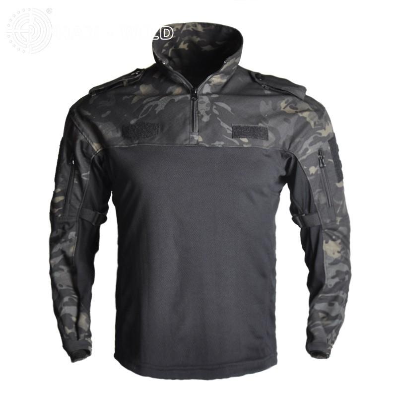 Tactical Camo Long Sleeve Training Shirt Hiking Camping Running Sports