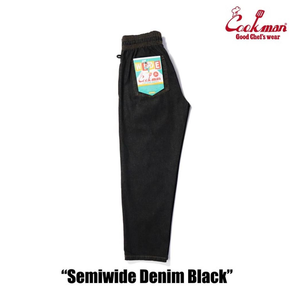 COOKMAN Chef Long Denim Size Medium Pants, Semi-Wide, Pants, Black, 231-23887,
