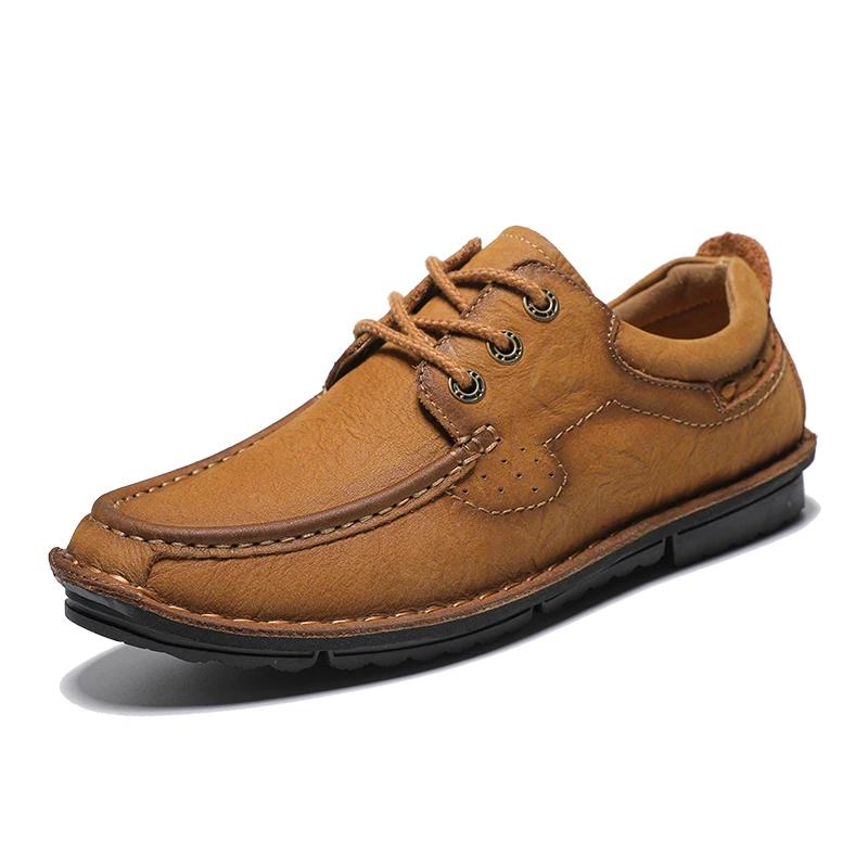 Fashion New High Quality Men Hiking Shoes Genuine Leather Casual Shoes Hand-stitching Male Treking Shoes Versatile Sneakers Oxford Shoes