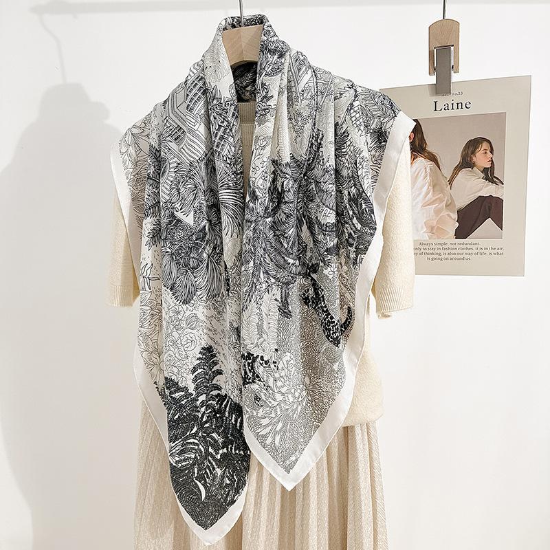 

Японский и корейский Имитация шелка Шерсть Цветок Елочка Прямоугольный шарф Темперамент Универсальный Женский Весна и лето 90*90