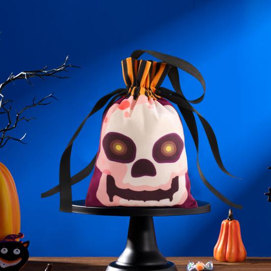 Halloween Candy Bag Pumpkin Ghost Face Goodie Bags Halloween Trick or Treat Snack Wrapping Bag Holiday Party Supplies