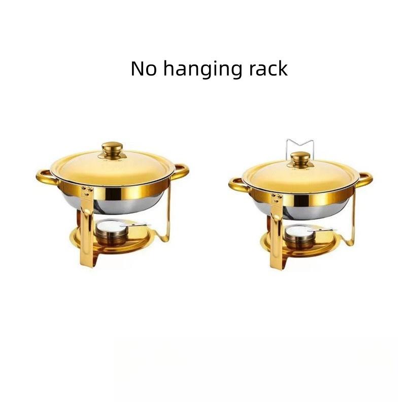 Alcohol Stove Large Capacity Circular Gold-plated Insulated Heating Furnace Hotel Restaurant Stainless Steel Buffet Stove