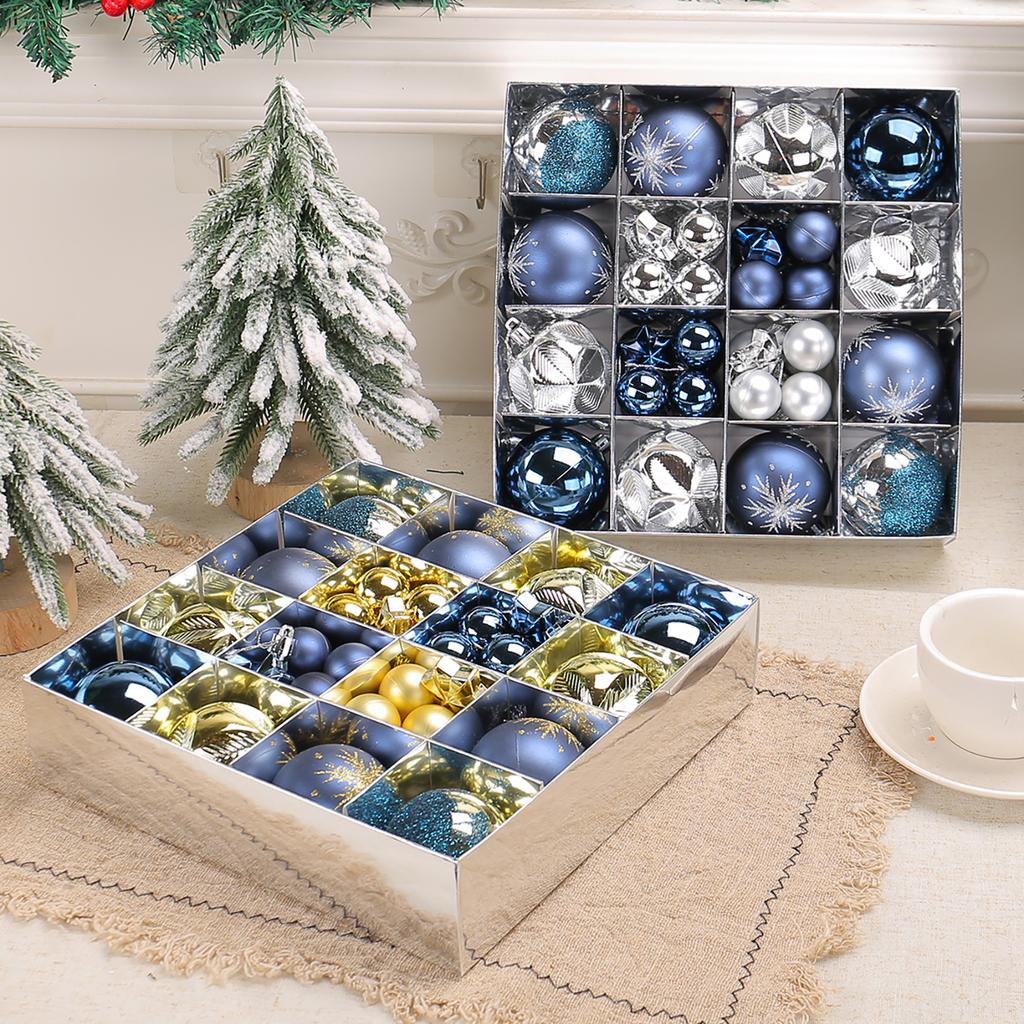 Sturdy Plastic Materials 44 Pieces Fashion Christmas Ornament Set Adds Elegant of Festival Styles to Home Decoration