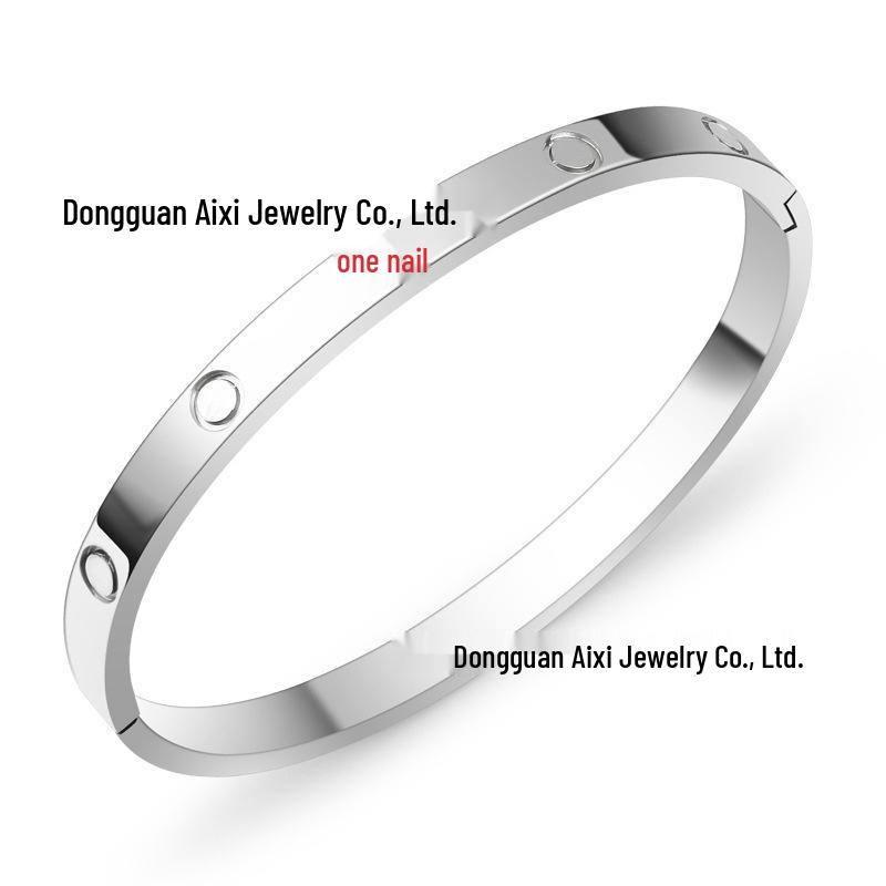 Damen Titanstahl Armband mit zehn Diamanten und Vollnagelverschluss - Nicht verblassend, einfaches Design