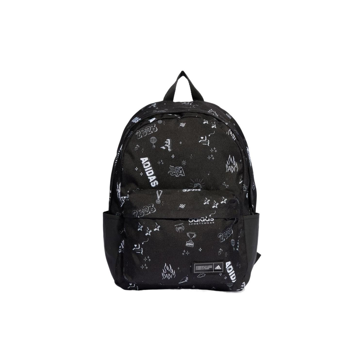 

Adidas All Over Logo Polyester Backpack Unisex Backpacks Black IJ5632 Black