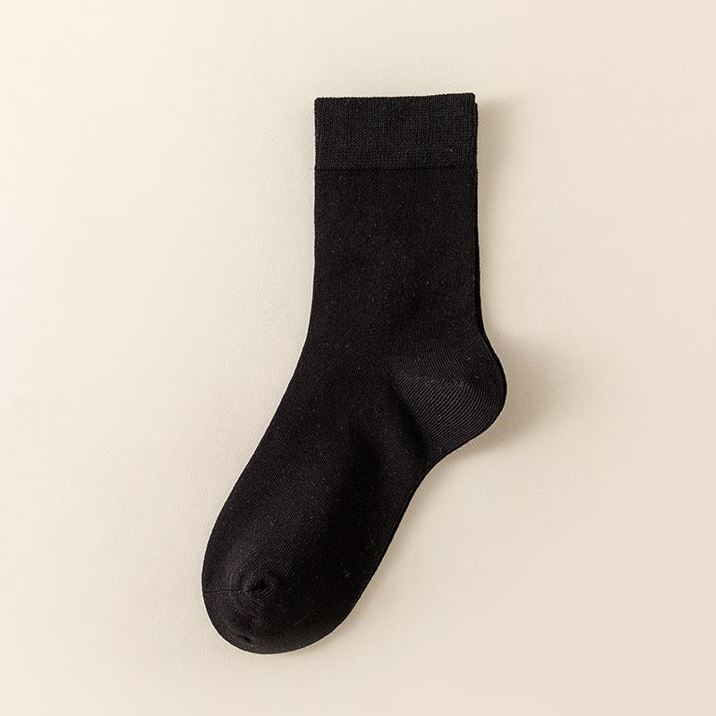 Ladies Spring and Autumn Pure Color Breathable Sweat Absorbing Anti Pilling Boneless Tube Cotton Socks