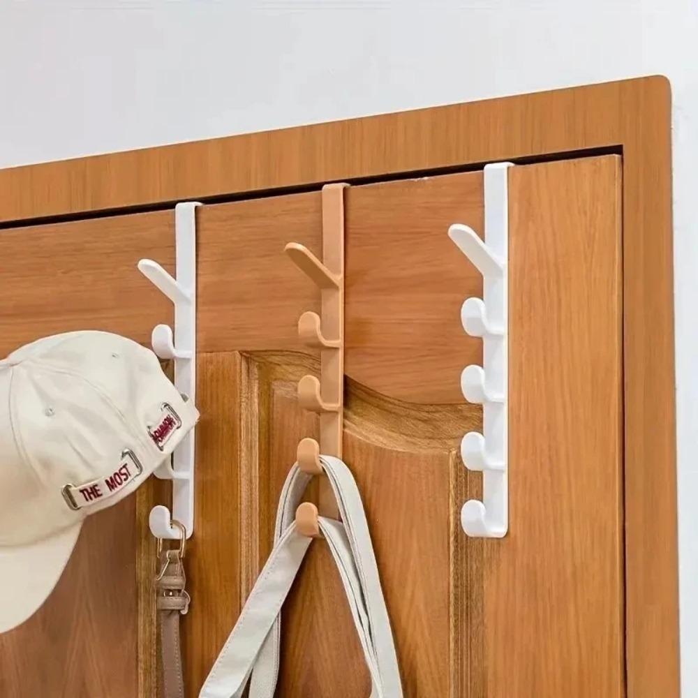 Bedroom Door Hanger Clothes Hanging Rack Over The Door Plastic Home Storage Organization Hooks, Purse Holder for Bags Rails