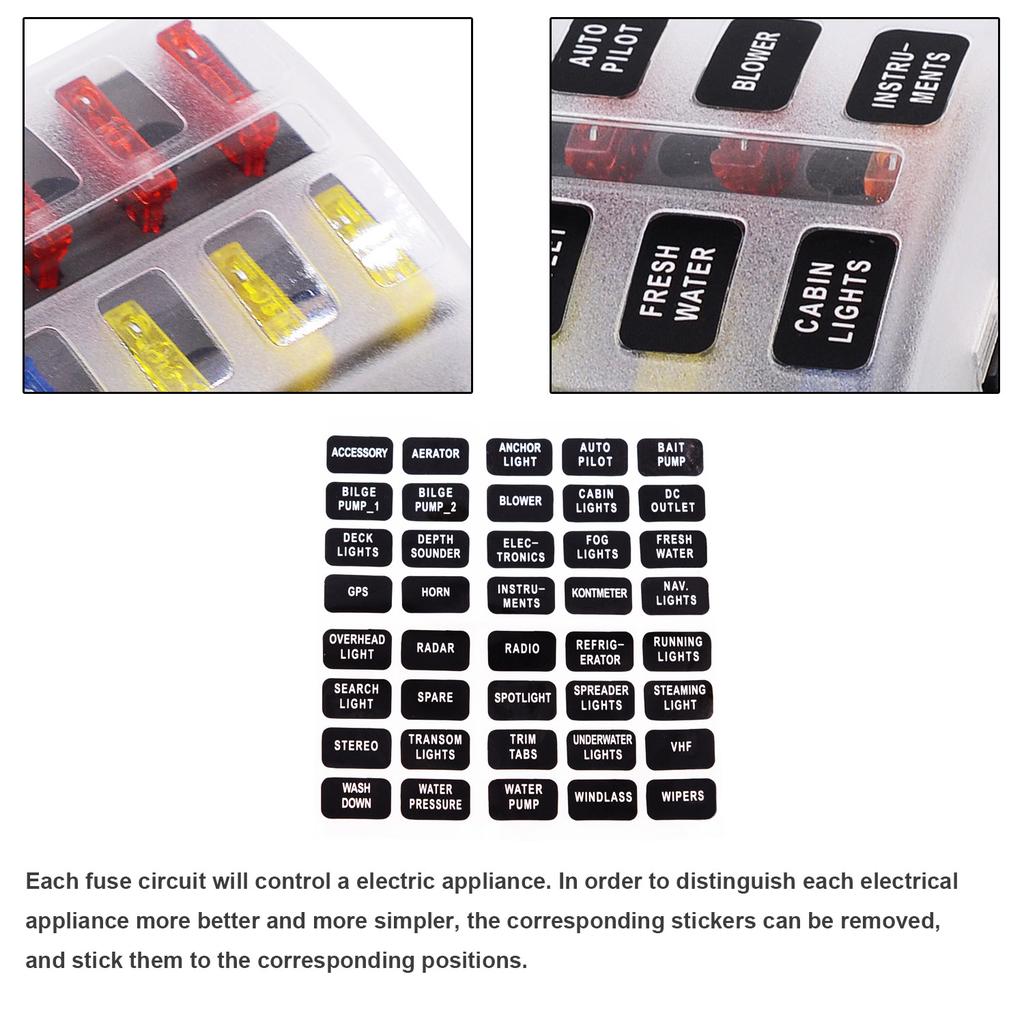 12-Way Blade Fuse Box with LED Warning Indicator Waterproof Cover for Car Boat RV