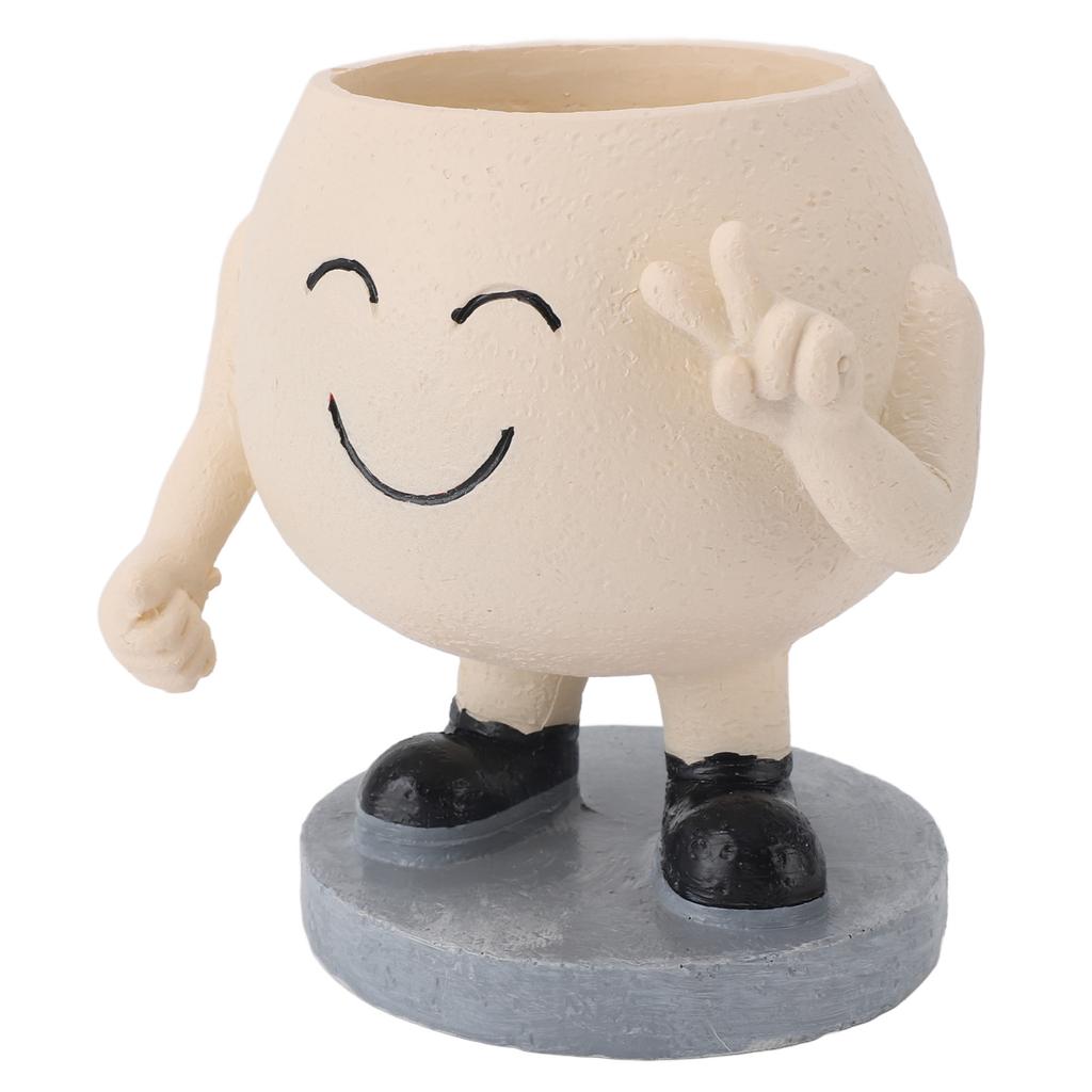 Blumentopf Niedliches Lächeln Stehend Sukkulenten-Blumentopf Lichtechter Harz-Pflanztopf für Gartenhof