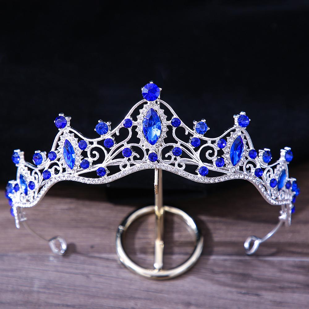 DIEZI Elegant Simple Red Pink Crystal Crown Hair Zircon Tiara Girls Birthday Party Wedding Rhinestone Bridal Crown Accessories