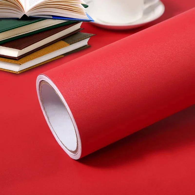 Autocolant PVC Autoadeziv Culoare Solidă Impermeabil Tapet Fundal Canapea Living Decorare Festivă Roșu Notă Adezivă