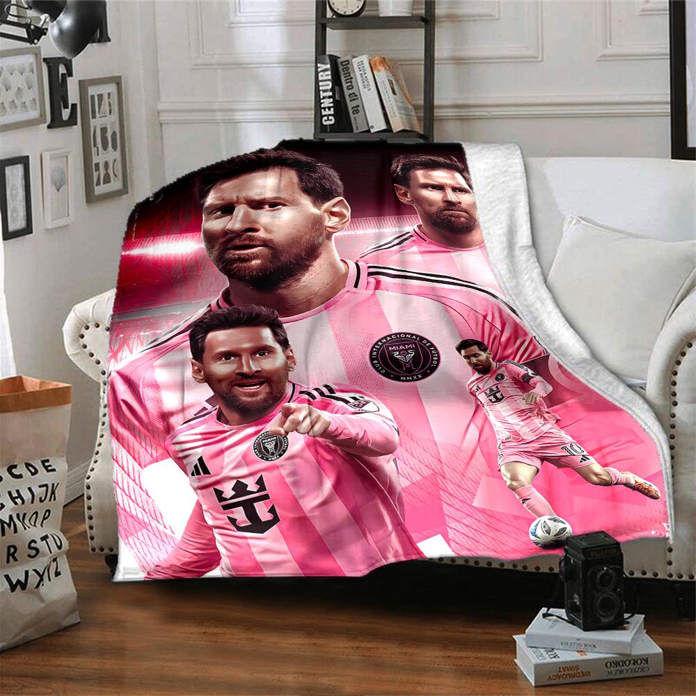Pink Stripes Soccer Star Blanket Comfortable Perfect for Bed Chair Livingroom All-Season Use Digital Print Best Holiday Gift for Friends Family